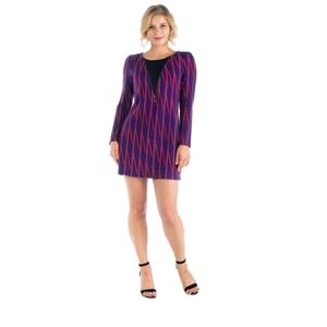 24 Seven Long Sleeve Purple Mini Dress